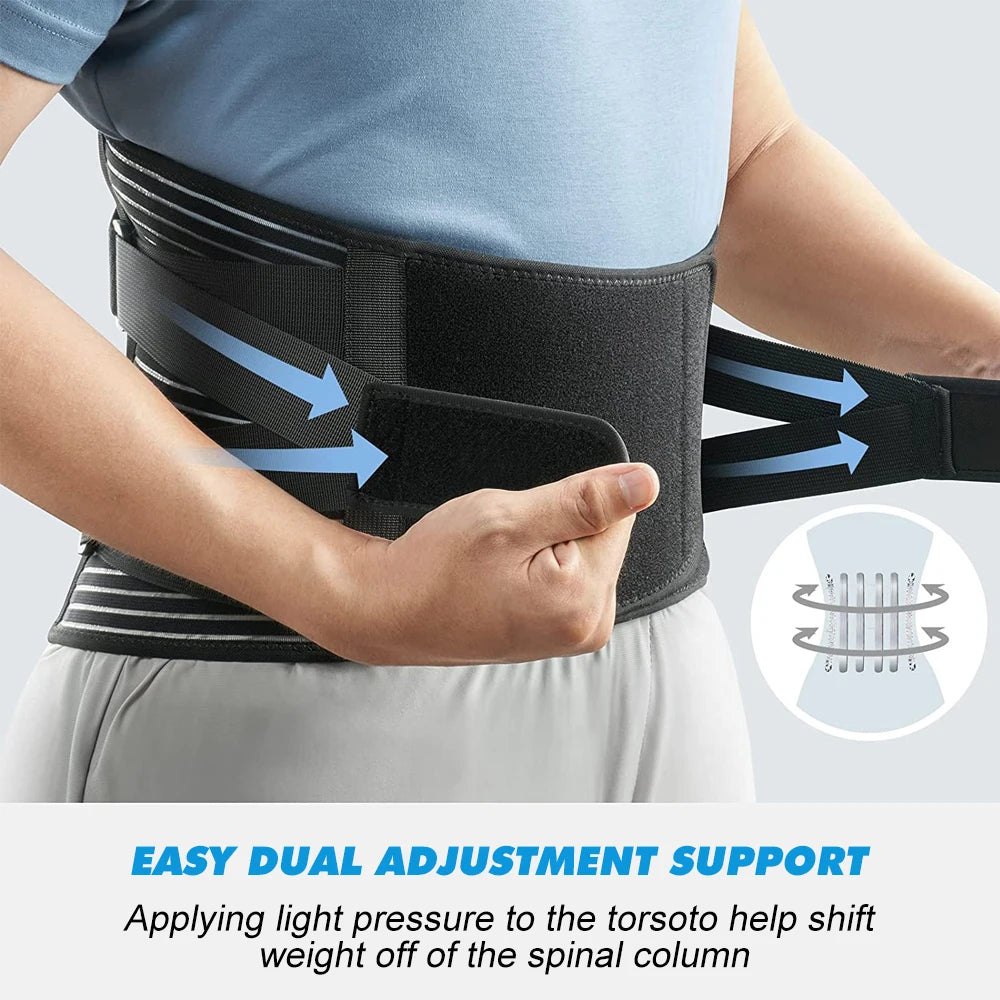 Breathable Back Brace for Lower Back Pain Relief – Lumbar Support Belt with 6 Stays for Men and Women