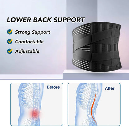 Breathable Back Brace for Lower Back Pain Relief – Lumbar Support Belt with 6 Stays for Men and Women