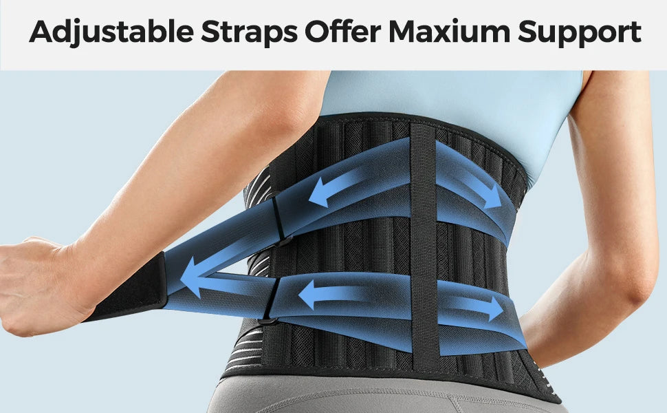 Breathable Back Brace for Lower Back Pain Relief – Lumbar Support Belt with 6 Stays for Men and Women